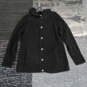 Lauren Ralph Lauren Black Ribbed Knit Sweater with Attached Hood size S